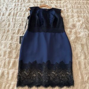 Tadashi Shoji Midnight Blue Lace Midi Dress NWT